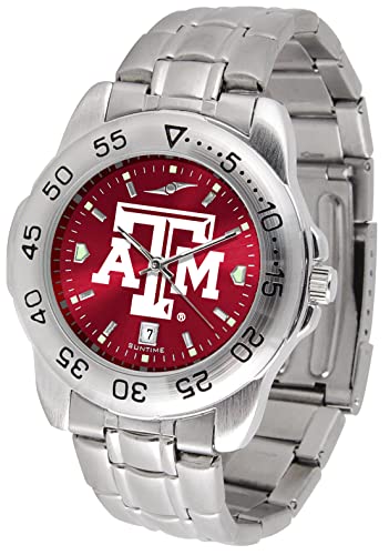 Image of SunTime Men's NCAA Team Sport Watch, 20mm Stainless Steel Strap, Reflective Shiny Dial with Date