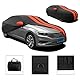 TECTICO Indoor Autoabdeckungen Sedan L4,6-4,85m Elastisch, Atmungsaktiv, Weich, Satin-Stretch-Stoff, Staubschutz, für Garage, Tiefgarage & Ausstellung, Schwarz+Orange