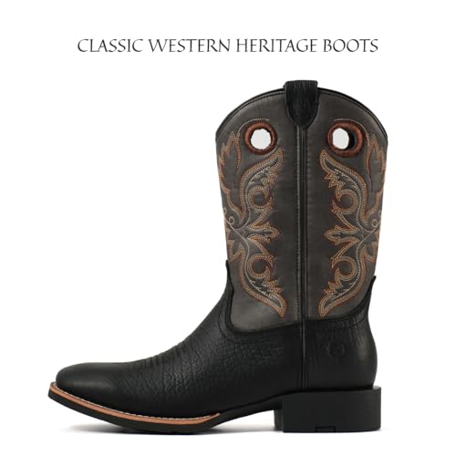 Image of SUREWAY Western Boots For Men - Mens Square Toe Cowboy Boot,Oil /Slip Resistant,Durable Fashionable Classic Pull on 10 Inch Wellington Boots - Soft Toe Work Boots