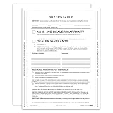 Interior Buyers Guide AS-IS Sticker 2017 - FTC Compliant Used Car Window Form 1-Part Print, Self Adhesive 8.5 x 11 Laser Printable Dealer Buyers Guide, White - Pack of 100