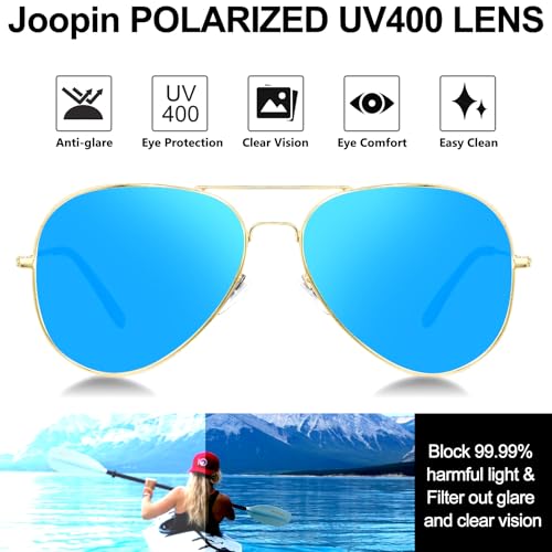 Joopin Oversized Aviation Sunglasses Polarized UV400 Brow Bar Mirror Blue by Joopin - Used condition - Image 4