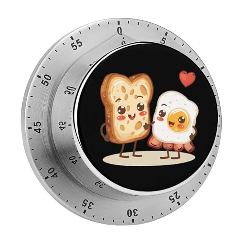 Let's All Go and Have Breakfast Mechanical Stainless Steel Timer Magnetic Countdown Clock for Home Kitchen Cooking Learning