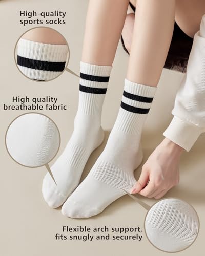Crew Socks for Women Striped Athletic Socks Womens3
