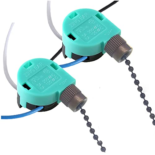 TWDRTDD Ceiling Fan Switch Zing Ear ZE-268S6,3 Speed 4 Wire Pull Chain Switch Fan Light Switch Replacement Part with 4 Pre-Installed Wires for Ceiling Fans,Wall Lamps,Cabinet Light (2 pcs Bronze)