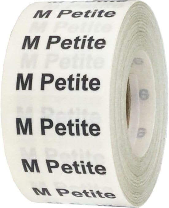 InStockLabels Petite Size Clothing Labels, Medium, 1.25″ x 5″ Ultra Clear Strip Size Sticker Labels for Clothing Tags – Ideal for Retail, Boutique, and Thrift Stores - 125 Count