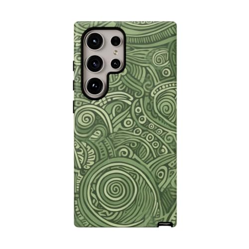 Coque Samsung S24 Ultra motif tribal abstrait vert rigide et mate