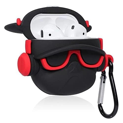 Image of Compatible with Airpods 4 (2024) Pouch Case Cover, Soft Silicone Case Cover with Key-Chain, 360 for Airpods 4 Gen Full Protective Pouch Case (Hip Hop Red)