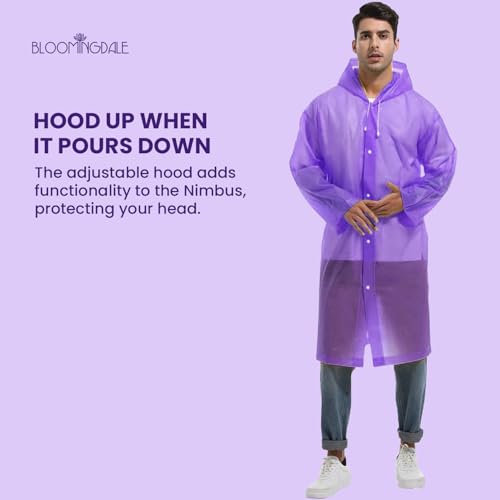 Image of Bloomingdale Rain Coat for Men & Women Waterproof Bike Raincoat for Men with Pant Set Reflective Raincoat for Women, Boys & Girls Adjustable Top and Bottom Rain Coat for Women with Bag - Black