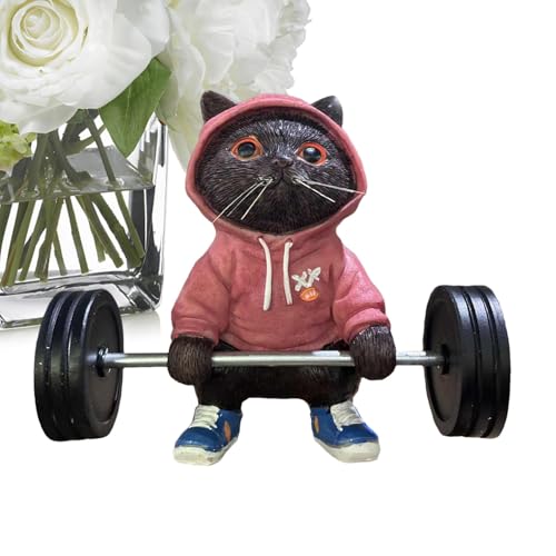Figurines de chat de remise en forme en résine haute finition pour salon - 8