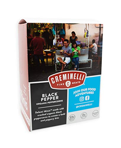 Creminelli Black Pepper Salami Minis, (6 Count, 2.6Oz), Humanely Raised Pork*, No Added Nitrates Or Nitrites, No Artificial Ingredients, Gluten Free, Keto & Paleo Friendly Snacks, 19G Protein Per Pouch, 0G Sugar** #TOP2