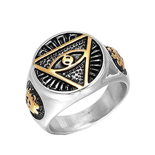 Bague Feng Shui en acier inoxydable 316L vintage pour homme style triangle