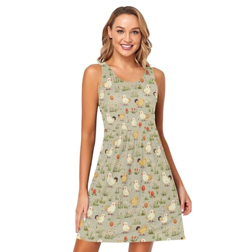 Image of ALAZA Women's Summer Dress Sun Dress Sleeveless with Pockets