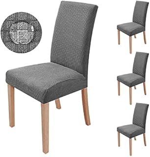 sorliva Chair Covers Dining Chair Slipcovers Set of 4 Stretch Spandex Seat Cover Removable Washable Modern Chair Protector for Office Dining Room Coffee Hotel Kitchen Wedding Party Decoration(Grey)