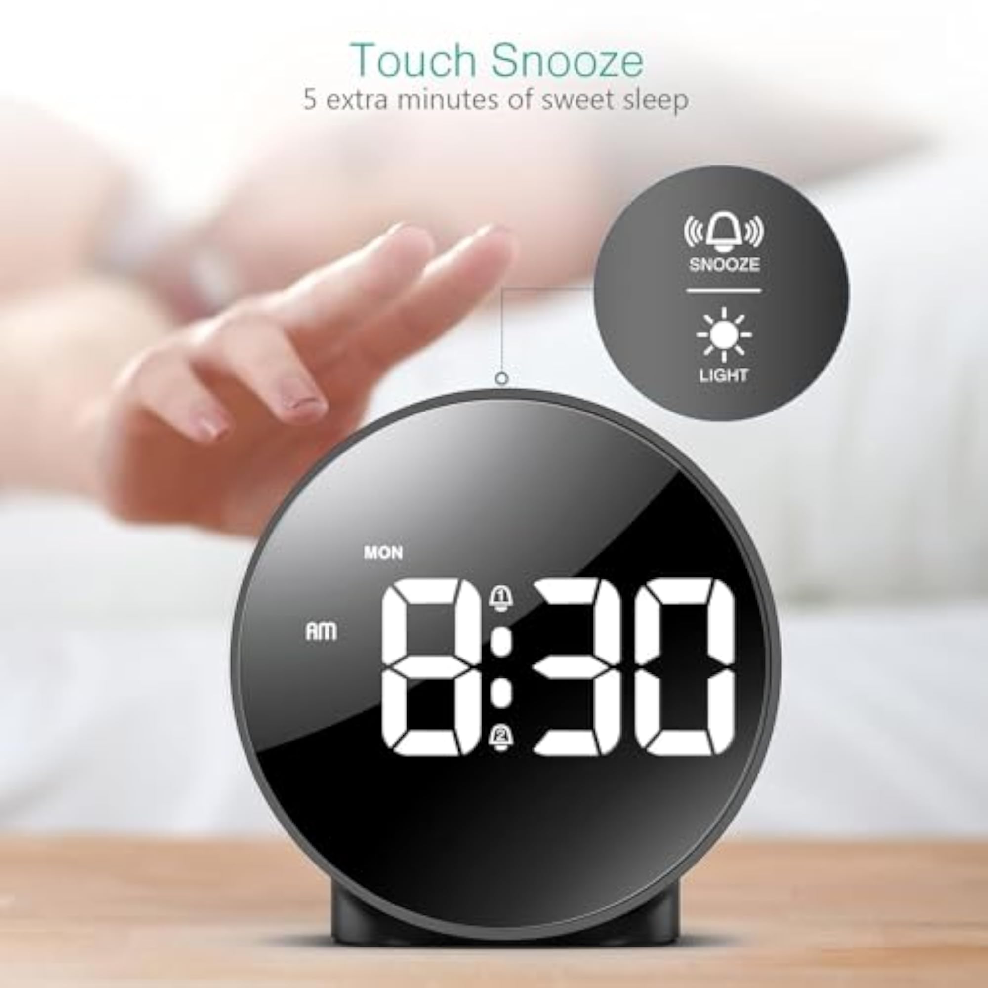 Plastic Digital Alarm Clock with Adjustable Brightness