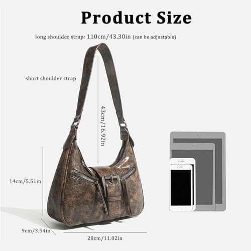 Image of Women's Y2K Purse Shoulder Bag Top Handle Handbag Small Punk Hobo Clutch Purses Bags Trendy Trendy Leather Buckle Punk Purses