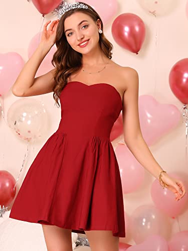 Image of Allegra K Women's Strapless Party Sexy Sweetheart Neck Halloween Fit and Flare Mini Tube Top Dress