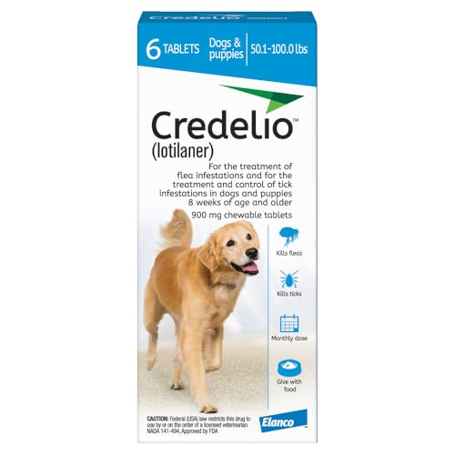 Credelio Tick & Flea Infestation Prevention and Treatment for Dogs 50.1-100 lbs. | 6-Month Supply