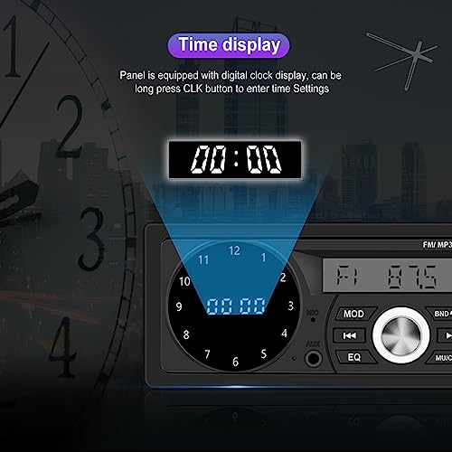 Single Din Car Stereo Marine Radio Bluetooth Hands Free Calling Car Audio Receivers With Digital Lcd Display Fm Radio Usb/Sd/Aux-In Mp3 Player Quick Charge Temperature&Time Display + Remote Control #TOP3
