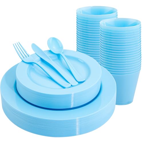 Save on KIRE 150-Piece Blue Plastic Disposable Dinnerware Set