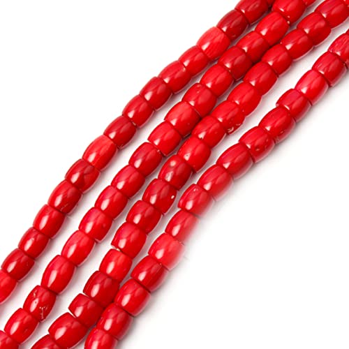 Gem-Inside Perles en pierre précieuse colonne corail rouge 8 x 8 mm-8 x 10 mm pour fabrication de bijoux Fil de 38,1 cm