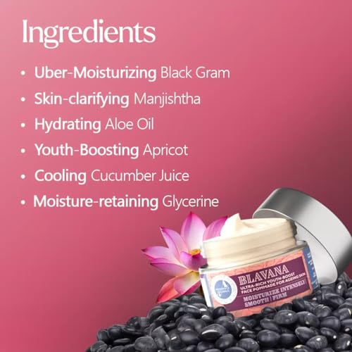 Blavana Daily Ayurvedic Face Moisturizer for Aging and Dry Skin, 1.76 oz