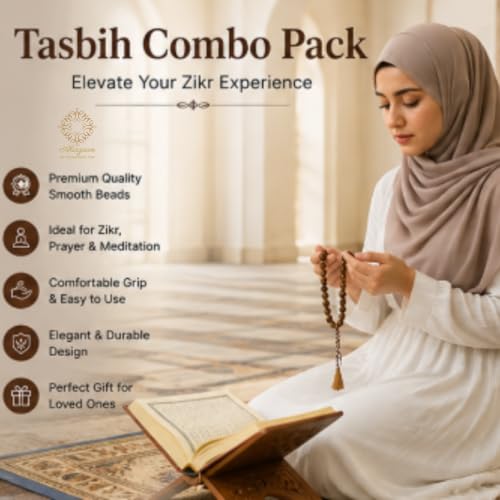 Image of Tasbih Prayer Beads, Smooth and Glossy, Lightweight, Pack of 3 Tasbih combo with 33 smooth beads each, designed for easy zikr, daily prayer, and gifting. Lightweight, durable, and elegant for everyday spiritual use.