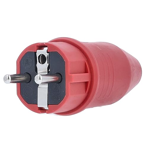 as - Schwabe Enchufe de contacto de protección, rojo, para cables de hasta máx. 2,5 mm², enchufe de goma apto para exteriores, 230 V/16 A, IP44, 62290