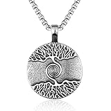 > Collier Pendentif Yggdrasil de la mythologie Nordique en Acier Inoxydable pour Femmes et Hommes, Bijoux Viking Vintage