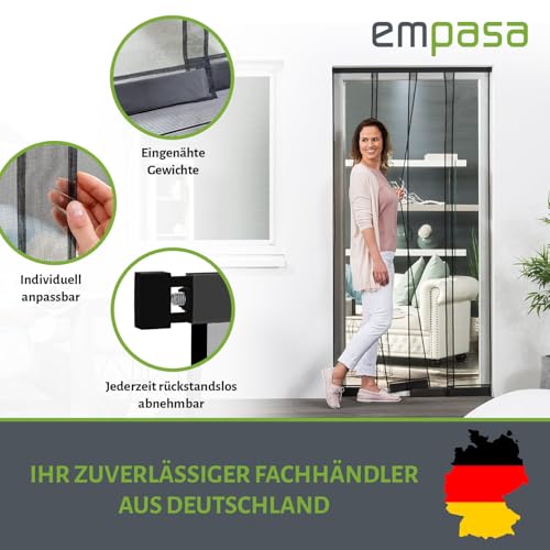 empasa Klemm-Lamellenvorhang 'COMFORT' Fliegenvorhang Fliegengitter Balkontür Insektenschutzvorhang, ohne Bohren oder Kleben, zum Klemmen, zuschneidbar, verschiedene Größen als Selbstbausatz