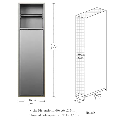 Accesorio de baño de acero inoxidable gris con base de 16 cm 6