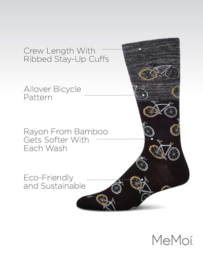 MeMoi Men's Bicycles Patterned Rayon From Rayon Crew Socks3