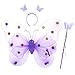 Produktbild LUOEM Kinder Mädchen Fee Kostüme Prinzessin Schmetterlingsflügel Stirnband Zauberstab Party Kostüm 3-teiliges Set (lila)