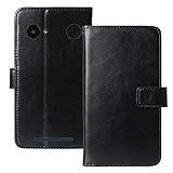 Anybird Flip Retro Leder Tasche Hülle TPU Silikon Für Doro 8035 Lederhülle Handyhülle Schutzhülle Klapphülle Handytasche Handy Etui Brieftasche Cover Hülle Abdeckung (Schwarz)