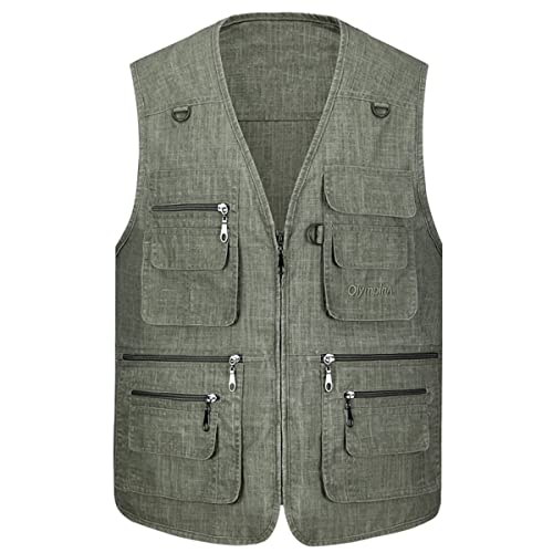 Chaleco de pesca multibolsillos para hombre y chaqueta sin mangas de acampada exterior