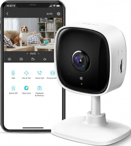 Tapo 1080P Indoor Security Camera, Baby Monitor, Dog Camera, Wired, C100 | Motion Detection, 2-Way Audio, Siren, Night Vision, Cloud & SD Card Storage, Works w/Alexa & Google Home