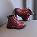 Toddler Boys Girls Ankle Snow Boots Kids Work Combat Boots Winter Warm Fleece Lined Lace Up Casual Outdoor Hiking Short Booties Fashion Leather Chunky Heel Anti-Slip Walking Shoes(Wine,6)