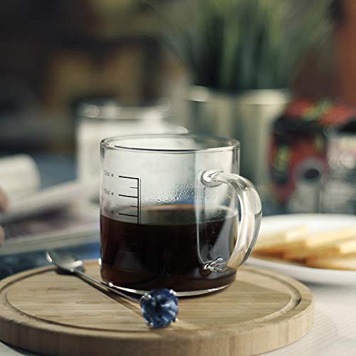 Luxu Glass Coffee Tea Cups Set Of 2,Clear Coffee Mugs For Hot Or Cold Beverages,Large Wide Mouth Drinking Glasses,Perfect For Mocha,Latte,Milk,Cappuccino,Water And Juice -14 Oz Measuring Cups #TOP2