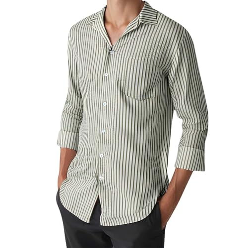 Chemise boutonnée décontractée ample et t-shirt rayé à manches longues XL