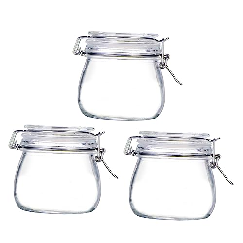 VINTORKY 3Piezas Tarros De Vidrio Herméticos Para Almacenamiento De Alimentos Tapa Para Conservas Dulces y Té Tarros De Sellado De Alimentos