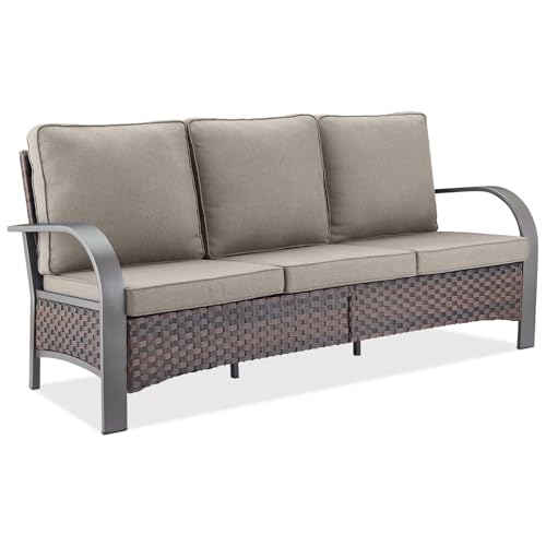 Belord Outdoor Patio Couch 3-Seater Wicker Sofa