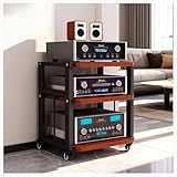POPICK Mueble HiFi 3/4 Niveles con Ruedas, para Salón Dormitorio