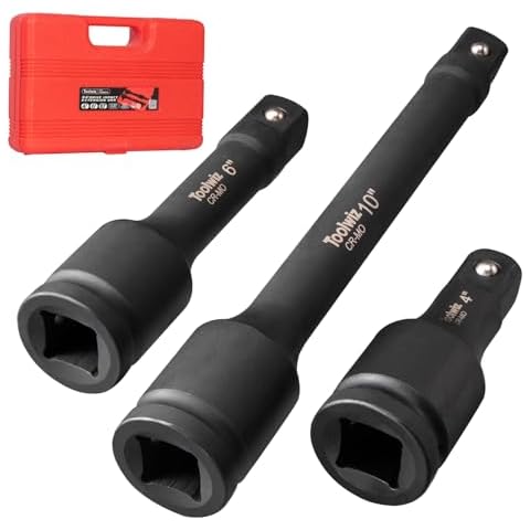 Toolwiz 3/4” Drive Impact Extension Bar 4”, 6”, 10” (3 Piece) Cr-Mo Steel, Expand the Range of Impact Drivers, Organized in PVC Box - Black 3/4 Drive Impact Socket Set 3/4 drive socket set Cover