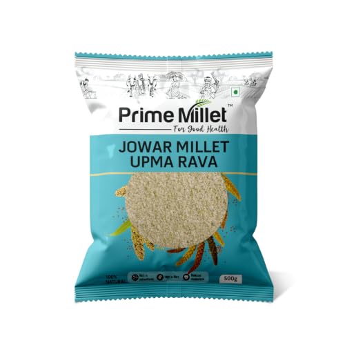 Image of Prime Millet For Good Health Organic Jowar Upma Rava | Premium Sorghum Millet Upma Mix | High Fiber Superfood | Gluten Free Healthy Breakfast Ingredient | Supports Healthy Digestion | Natural Unpolished Jowar Rava | Ancient Grain Nutrition (500 Gram)