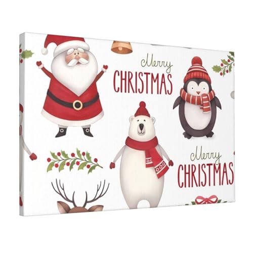 Impression Père Noël sur toile 30x45cm affiche murale pour maison et bureau