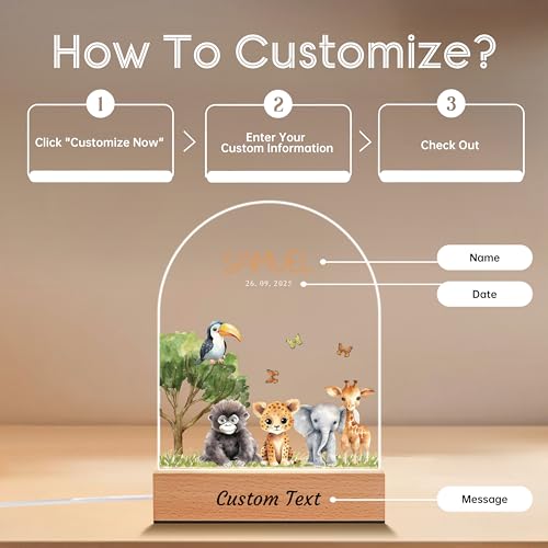 Lámpara de noche personalizada para bebé con placa acrílica miniatura 4