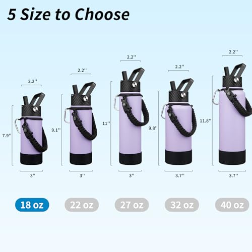 Image of BJPKPK 18oz Insulated Water Bottle with 3 Lids, Straw Lid & Handle