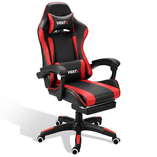 VIDITA Silla Gamer Ergonómica Profesional con Reposapiés Ajustable - Silla Gaming con Soporte Lumbar, Giratoria 360° para Videojuegos y Oficina...