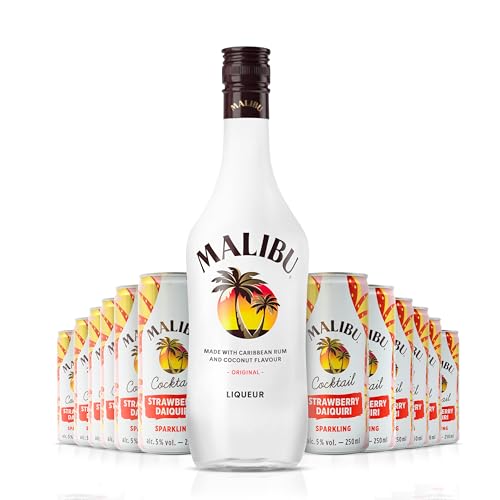 Malibu Licor de Ron Blanco y Coco + Malibú Daiquiri REDI Cóctel 12 unidades