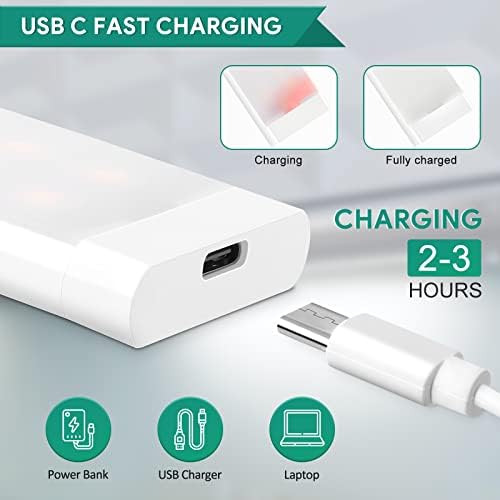 Under Cupboard Kitchen Lights, 2 Color Temps 2000mAh USB Type-C Rechargeable Stepless Dimming Wardrobe Lights, 3 Modes 44 LEDs 3 Pack Cabinet Lights Magnetic Night Light for Closet Stairs Garage