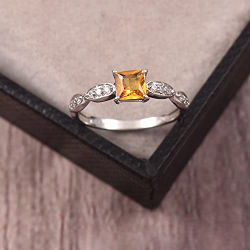 Bague citrine naturelle argent 925 véritable sans risque d'allergie